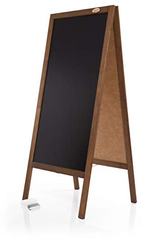 AZZAP Kundenstopper 130cm Holz Tafel Aufsteller Werbetafel Standtafel Schreibtafel Holztafel Werbung Dunkelbraun