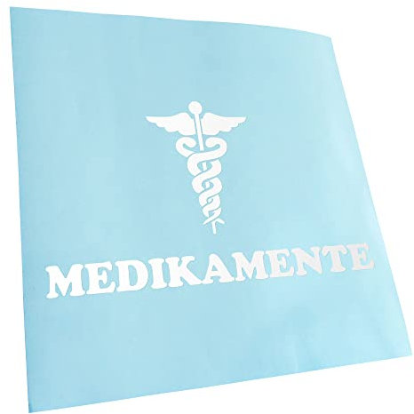 Kiwistar - Autoaufkleber - Medikamente Arzt Box Hinweis - Weiss - 18x10cm - Heckscheibe Auto Aufkleber wetterfest für Kfz LKW Mofa Truck - Sticker außen selbstklebend Tuning Zubehör für Fenster