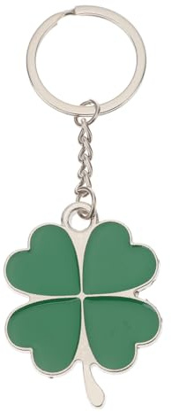 Amosfun Porte-Clés Amulette Trèfle à Quatre Feuilles Métal Breloque Scintillante Shamrock Accessoire Saint Patrick Cadeau Chance Pour Sac Ou Clés