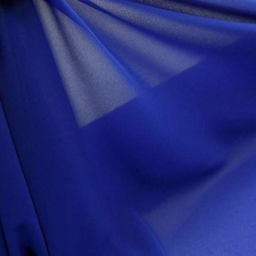 TOLKO Chiffon Stoff Meterware für Rock Bluse Tücher | Halb transparent knitterarm weich fallend | leicht wie Tüll Voile | Dekostoff für Gardine Vorhang Sichtschutz Stoffe zum Nähen Meterware (Blau)