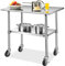 COSTWAY Mesa de Trabajo Acero Inoxidable, 92 x 61 x 90 cm, Mesa de Preparación de Comida con 4 Ruedas, Estante Inferior Ajustable, Capacidad de Carga 250 kg, Banco de Cocina para Bar, Restaurante