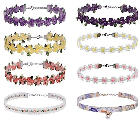 Manfnee Damen 8PCS Band Choker Halskette Set Punk Gothic Tattoo Vintage Lolita Choker Kragen