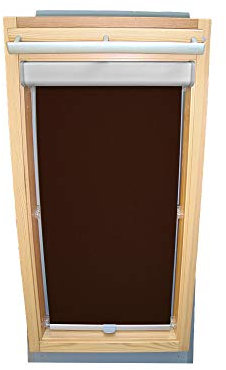 Rollo für VELUX Dachfenster THERMO Alu-Rückseite Abdunkelung Komfort Premium für TYP GGL/GPL/GGU/GPU - SK06 - Farbe Dunkelbraun - BLENDE + Haltekrallen - KLICK Montage