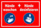 Melis-Folienwerkstatt Schild Hände waschen desinfizieren 15x10cm - 3mm Hartschaum – 20 VAR S00225-051-D