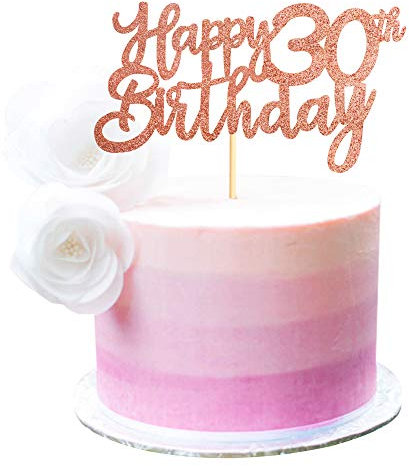 3 Pack Happy 30th Birthday Cake Topper Rose Gold Glitter 30 Cupcake Topper Happy 30 Birthday Cake Decoration for 30th Cheers to 30 Birthday Party Decoration Supplies