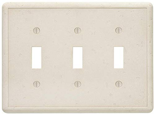 Questech Light Switch Cover, Triple Toggle Wall Plate for Electrical Outlets, 3-Gang Triple Switch Plates Standard Size Receptacle Cover, Decorative Tumbled Texture, Sand