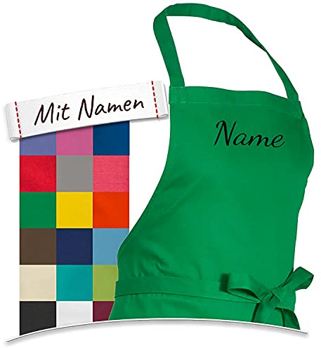 LALALO Personalisierte Schürze mit Namen, Latzschürze Bestickt, Kochschürze Grillschürze Damen Herren, Malschürze Basteln, Kochen, Garten oder Werken, 100x80 cm