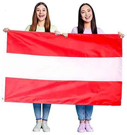 Österreichische Flagge, Kostüm-Dekoration, groß, mit Ösen, ca. 152 x 91 cm, Fußball, Rugby, Sportveranstaltungen, Straßenpartys, Festivals und Feiern