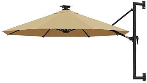 vidaXL Ombrellone da Giardino a Parete con LED 300 cm Tortora