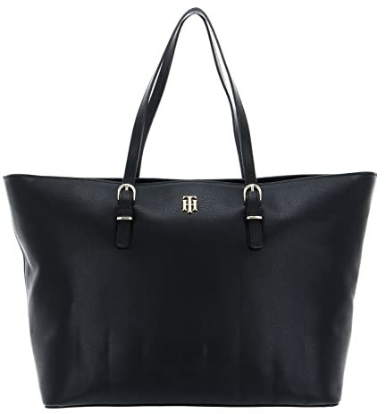 Tommy Hilfiger Damen Handtasche TH Timeless Med Tote aus Kunstleder, Schwarz (Black), Onesize