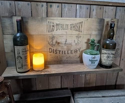 Generisch Wand Regal Old Dublin Whisky WANDREGAL KISTE Vintage MINIBAR 80cm LANG BAR Holz