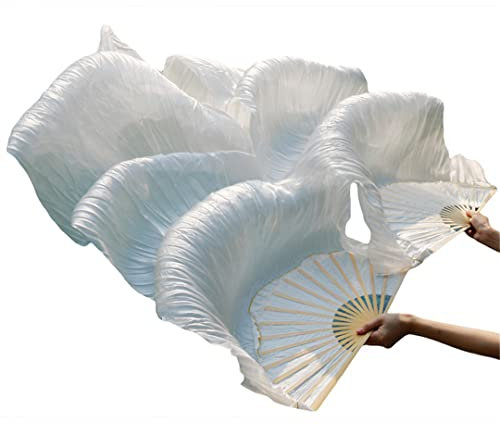 100 % Seide, Schleier, 1 Paar, handgefertigt, für Damen, hochwertige Seide, Bauchtanz, Tanz, Blau, Türkis, Weiß, 180 x 90 cm, Figur 1363, 230 x 90 cm, echte Seide