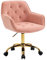 Sepnine Bürostuhl Samt, Schminkstuhl mit Rollen,Schreibtischstuhl Aesthetic Mädchen, Drehstuhl mit Goldenen Stuhlbeinen, Höhenverstellbar, Studie, Büro, Schlafzimmer, Bis 135 kg, Rosa