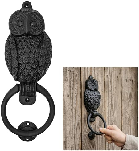 Mystic Colonial Owl Türklopfer aus massivem Gusseisen, viktorianisch, kolonial, Retro, Steampunck, Gothic, Barock, Mittelalter