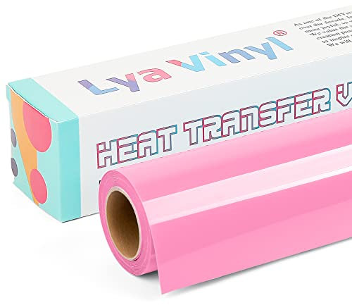Pink Heat Transfer Vinyl - Lya Vinyl 12 x 10ft Pink Iron on Vinyl Roll for Cricut, Silhouette Cameo, Premium HTV for DIY Clothes, Bags, Shoes and Other Textiles