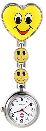 Avaner Krankenschwesteruhr Lächelndes Gesicht Design Pflegeruhr FOB Analog Taschenuhr Quarzwerk Pulsuhr Ansteckuhr Unisex Schwesternuhren mit Pin/Clip für Arzt Doktor Medical