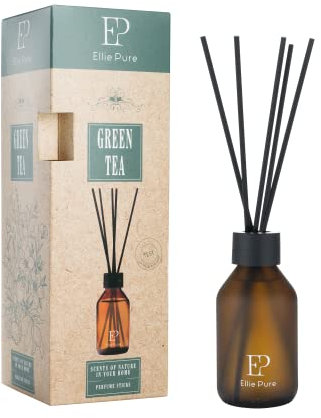 Ellie Pure Grüner Tee, Duftsticks,anregender und zarter Duft, blumige Aromen, Duftstäbchen, Raumerfrischer, 80 ml