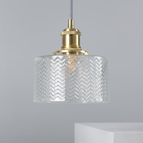 LEDKIA LIGHTING - Lámpara Colgante Cristal Matisse | Diseño Elegante Años 20 | Compatible con Bombilla LED E27 | Ideal para Interiores, Dorado, Metal y Cristal