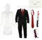 Patrick Bateman Costume for Adults, Small Black Suit, Transparent Raincoat, Red Tie, Fake Axe, Business Card and Artificial Blood - Men's Psycho American TV Film Character Halloween Costume