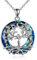 Tree of Life Necklace for Women 925 Sterling Silver Pendant with Blue Crystal, Fine Jewellery Gifts for Wife, Mum and Girlfriend