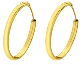 TIME ROAD Creolen Damen LG00048/10 | Creolen aus 9K Gold, Leicht, Bequem und Robust, Verdeckter Sicherheitsverschluss, Goldfarbene Creolen, Basics