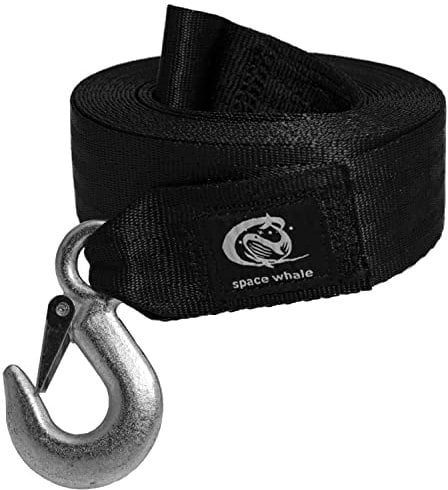 Space Whale Trailer Winch Boat Strap I Black Winch Strap 2 x 20' with Safety Snap Hook I Premium Quality Strap for Boat I Excellent 3306 lbs Breaking Strength I Highly Effective Boat Accessories