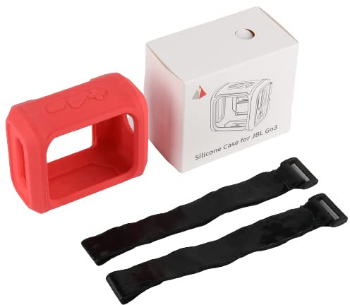 THLMT Housse de Haut-Parleur Compatible pour JBL GO 3, Support de Haut-Parleur de vélo en Silicone, étui de Transport pour Haut-Parleur Portable, Sac de Voyage avec Sangle Fixe (Rouge)