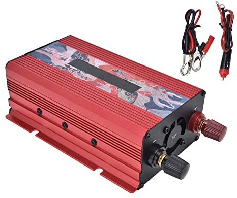 Restokki Convertidor de Potencia Inteligente de 3000 W, convertidor de Transformador de Voltaje Resistente de 3000 W hacia Arriba/Abajo DC12V a AC220V(Rojo)