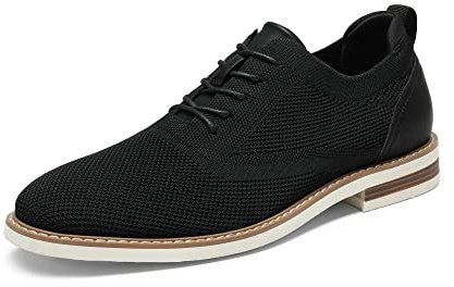 Bruno Marc Herren Anzugschuhe Atmungsaktiv Gestrickter Stoff Derby Sommer Schnürschuhe Formale Moderne Klassische,Size 46,Schwarz,SBOX2320M-E