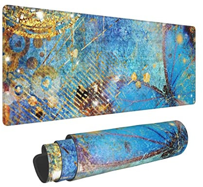 Cute Rust Butterfly Desk Pad, Large Mouse Pad for Office and Home Games 12inx31.5in.