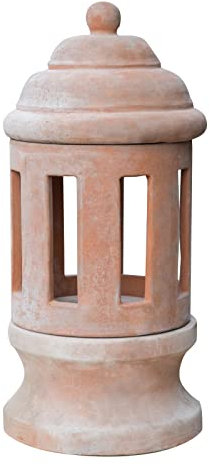 Biscottini Laterne für den Außenbereich aus Terrakotta, 65 x 30 x 30 cm, Laternen für den Außenbereich, Kerzenhalter, hergestellt in Italien, für die Gartenbeleuchtung
