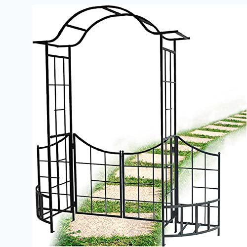 Robuster Gartenbogen mit Tor – Rosenbogen für Rasen, Terrasse, Hof, Pavillon – Gartenbögen aus Metall für die Dekoration im Garten