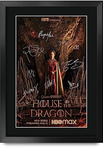 HWC Trading FR A3 House of the Dragon Geschenke Gedrucktes Signiertes Autogramm Poster für Fans von Fernsehn Memorabilien - A3 Gerahmt