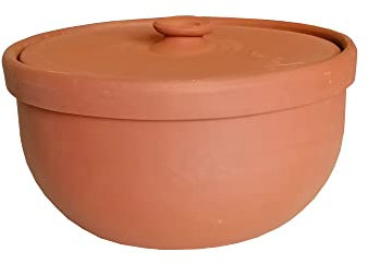 Tontopf Güvectopf Naturton Bräter Ton Schalen Tapas Schalen Schmortopf Tajine Dampfgartopf Auflaufform Kochtopf unglasiert (5 Liter)