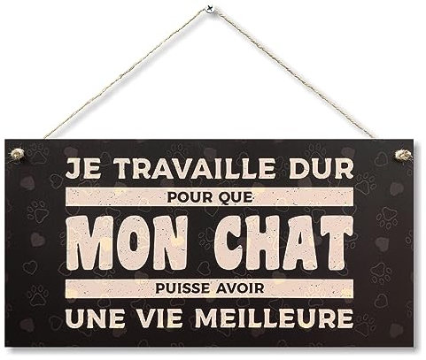 CARISPIBET Je travaille dur pour que nouveauté décor drôle décorations art mural décoration de la maison propriétaires de chats ornements décoratifs à suspendre 15 x 30 cm
