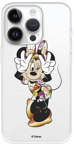 Hülle Kompatibel mit iPhone 15 Pro Offizielle Disney Minnie Posing zum Schutz Ihres Mobiltelefons, Transparente Silikonhülle mit offiziell lizenzierten Disney Classics