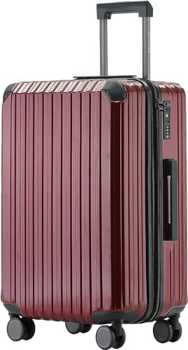 Münicase M816 TSA-Schloss Koffer Reisekoffer Trolley Kofferset Hardschale Boardcase (Weinrot, Großer Koffer)