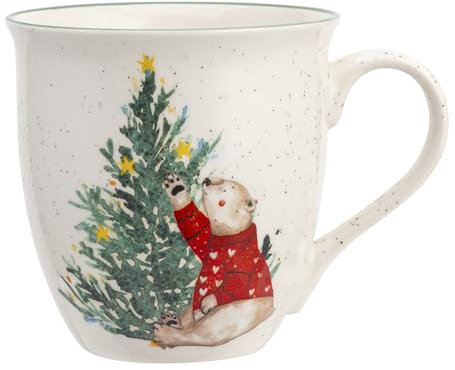 Altom Design Tazza natalizia XXL, in ceramica, 630 ml (albero di Natale con orso)