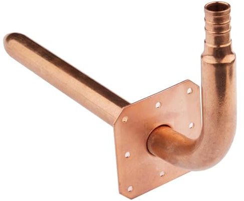 GUOFIS 1,27 cm PEX Crimp-Kupfer-Rohrbogen mit Wandflansch, 1 Packung 20,3 cm Länge, ASTM F1807
