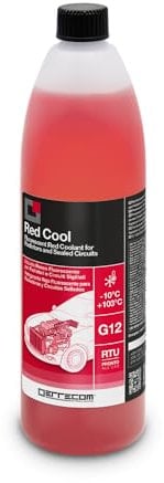 ERRECOM Red Cool, Liquido Radiatore Rosso Fluorescente -10°C/+103°C, antigelo G12 con Pacchetto inibitore a Base Organica Oat, Pronto all’Uso, 1 Litro