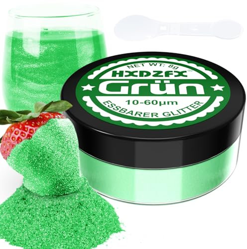Essbarer Glitzer für Getränke - Lebensmittelfarbe Pulver, Schimmerndes Glitzerpulver, Lebensmittel Glitzerpuder für Schokolade, Kuchen, Fondant, Drinks - 8g (Grün)
