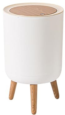 Orrdiffi Badezimmer Mülleimer 7 Liter,Mülleimer mit Pressdeckel,Rund Mülleimer Bad,Kunststoff Mülleimer Geeignet für Küche,Bad,Schlafzimmer und Büro(Weiß)