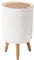 Poubelle Salle Bain 7L,Poubelle avec Couvercle à Pousser,Poubelle Blanche,Poubelle Tripode en Bois,Poubelle en Plastique pour Cuisine,Salle de Bains,Chambre et Bureau