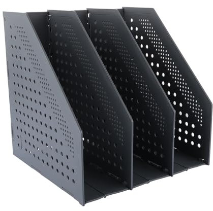 VIDETOL Porte Revue Pliable, Porte Revue Bureau avec 3 Compartiments, Gris Rangement Livre pour L'école, Le Bureau et La Maison