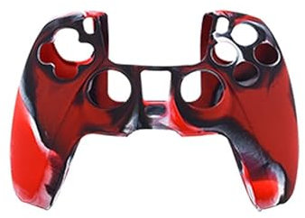 Retrogame Schutzhülle aus Silikon, Camouflage, Camouflage, Camouflage, rutschfest, Playstation 5 PS5, Controller rot schwarz
