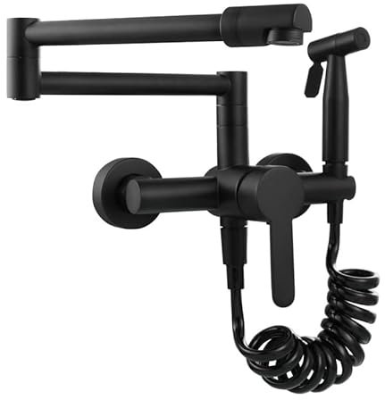 CZDIQXVF Küchenarmatur, an der Wand montierter Heiß- und Kaltklapp-Verlängerungshahn, Kupfer-Küchenarmatur-Mischer mit Bidet-Hahn, Schwarz (Color : Noir)