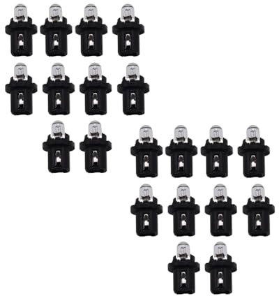 SHLPDFM 20 Stück Autolampen Glühbirne Instrumentenbeleuchtung mit Halterung T5 12v 1,2w B8,5D