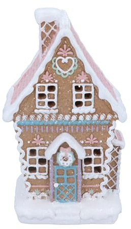 Gisela Graham Pastel Iced LED Gingerbread House - Medium