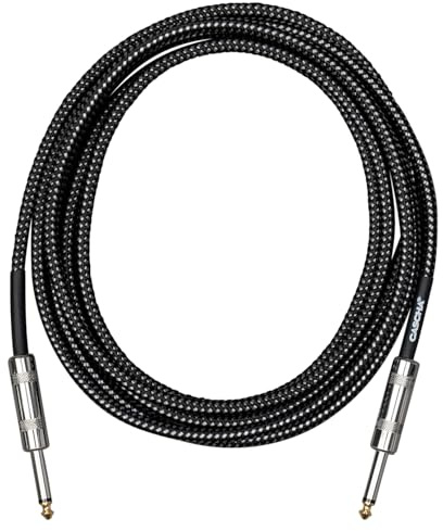 Cascha Standard Line Guitar Cable, Straight, Black Tweed, 9m