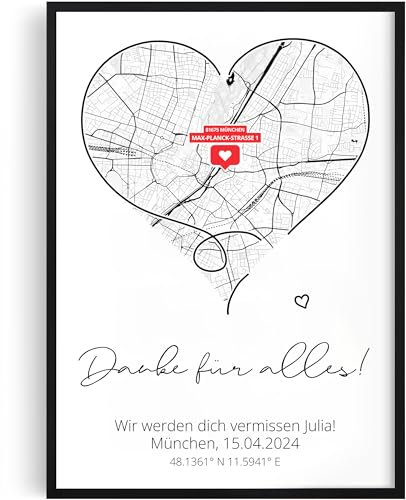 Tassenliebling® Abschiedsgeschenk Kollegin Poster personalisiert - Abschied Kollege - Danke für alles - A4 (21x30cm), A3, mit oder ohne Rahmen - Bürotasse zum Jobwechsel - Arbeitskollegin
